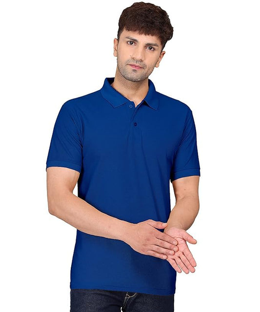 Baghadbillo MenS Regular Fit Solid Polo Half Sleeve T-Shirt Royal Blue