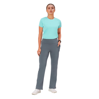 Enamor A402 Boot Cut Quick Dry Relaxed Fit High Waist Workout Leggings Cloud Grey