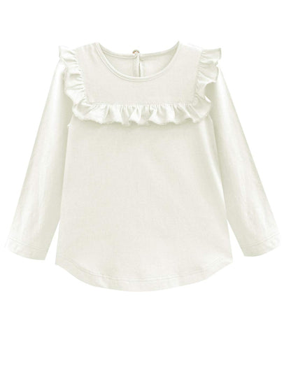A.T.U.N. (ALL THINGS UBER NICE) Girls Solid Regular Full Sleeve T-Shirt Cream