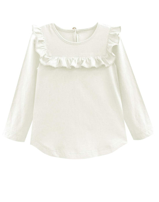 A.T.U.N. (ALL THINGS UBER NICE) Girls Solid Regular Full Sleeve T-Shirt Cream