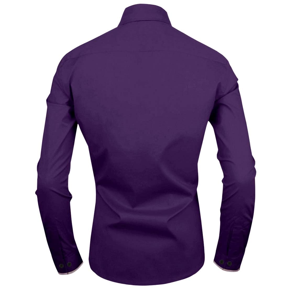 Zombom MenS Classic Cotton Blend Regular Fit Full Sleeve Spread Collar Casual Shirt For Men Purple