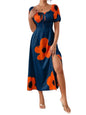 Greciilooks Viscose Rayon Western Mid-Calf Length Women Party Dress (Gl-Wd1281_Dark Blue