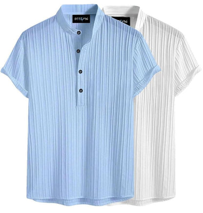 Deelmo MenS Regular Fit Solid Pattern Polyester Blend Shirt With Spread Collar Neck Half Sleeve And Standard Length | Shirt For