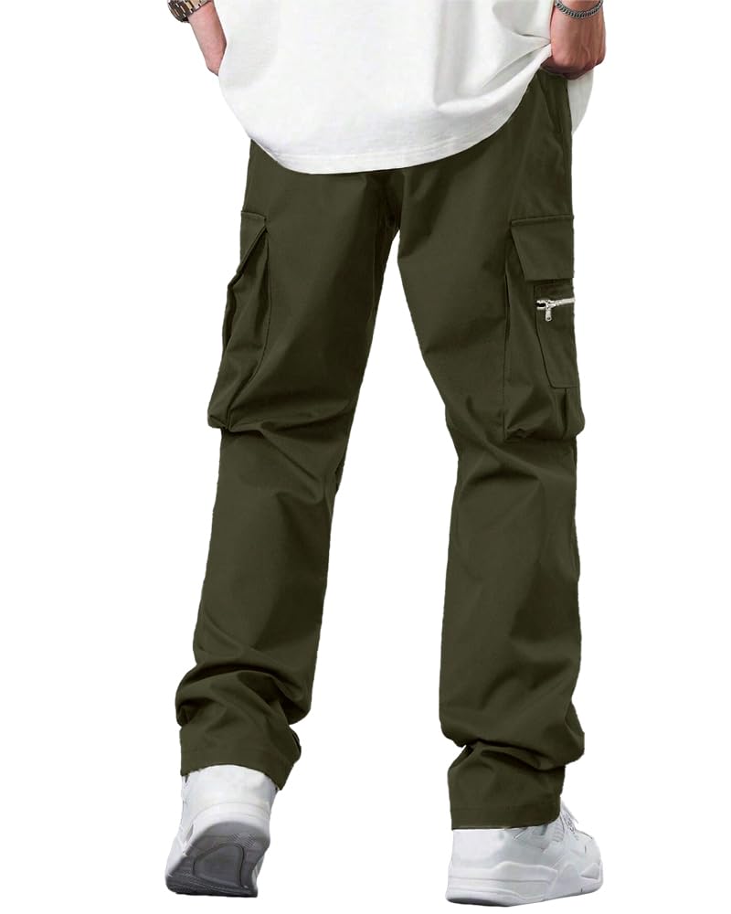 Noble Monk MenS Cargo Pant | Drawstring | Solid Cargo | Multi Pockets Trackpant Dark Olive Green