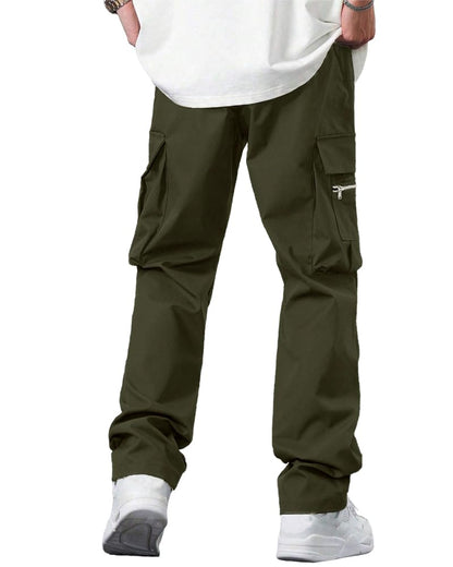 Noble Monk MenS Cargo Pant | Drawstring | Solid Cargo | Multi Pockets Trackpant Dark Olive Green