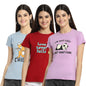 Preneum Womens Cotton Regular Fit Latest Graphic Stylish Printed Short Sleeves Casual T-Shirt || Latest Trendy & Style (Pack 3)
