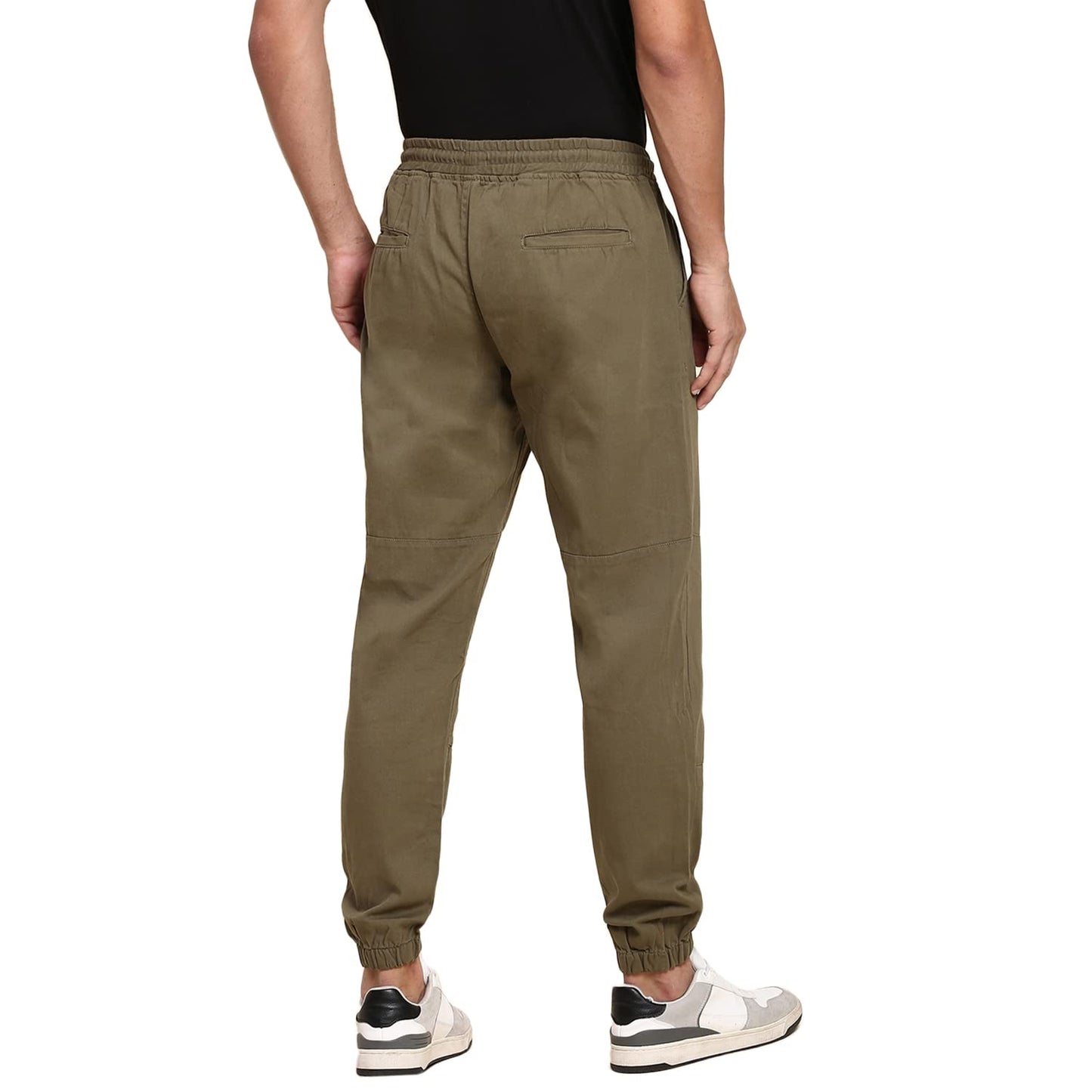 Dennis Lingo Mens Cotton Regular Fit Solid Stretchable Joggers, Casual Trouser Pants with Drawstring Waist and Snug Cuff Legs (