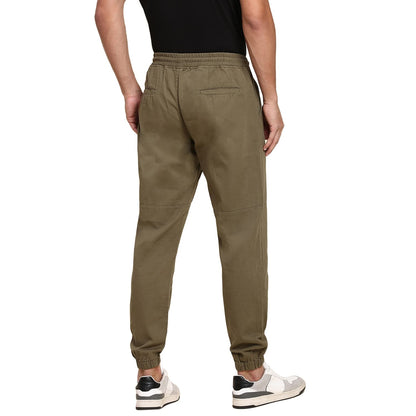 Dennis Lingo Mens Cotton Regular Fit Solid Stretchable Joggers, Casual Trouser Pants with Drawstring Waist and Snug Cuff Legs (