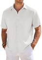 CB-COLEBROOK Mens Waffle Knit Textured Button-Down Wrinkle Free Casual Shirts, Short Sleeves, Summer Beach Tops (in, Alpha, XL,