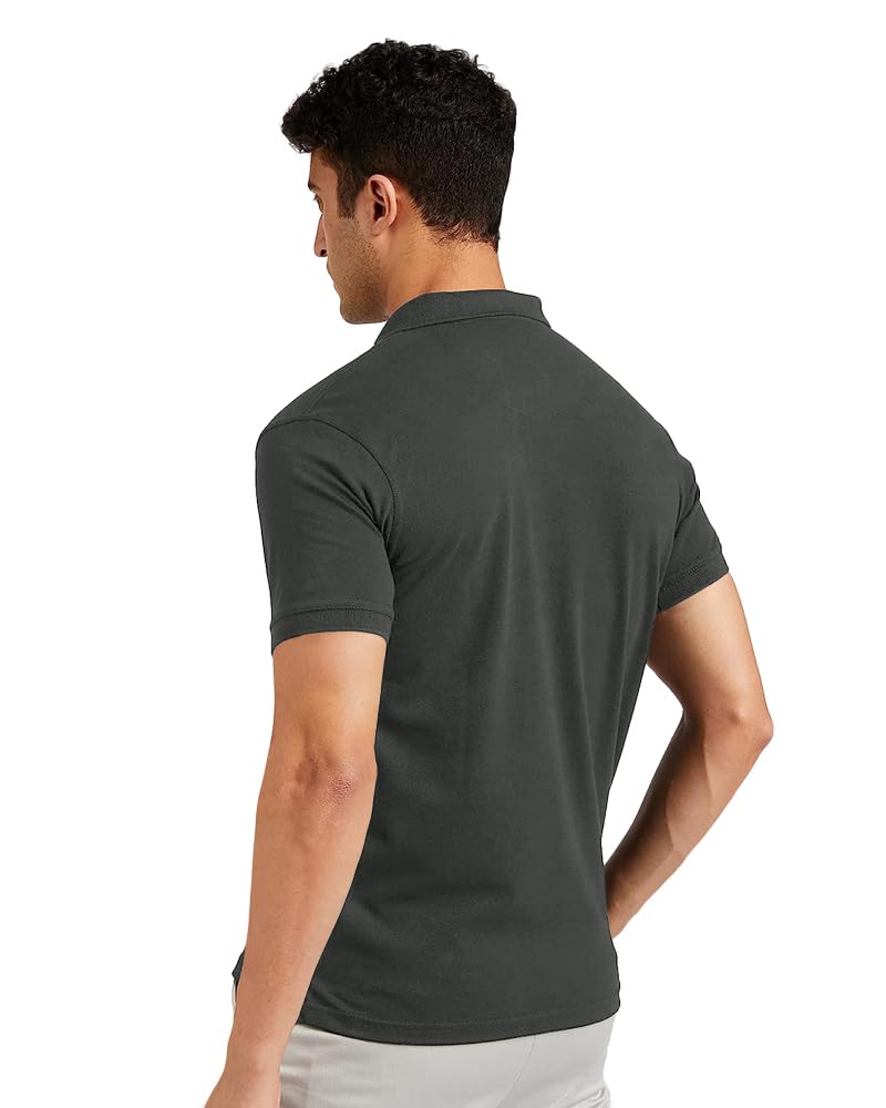 Eyebogler Regular Fit Mens Polo Neck Half Sleeve Soild Casual Tshirt Charcoal Grey
