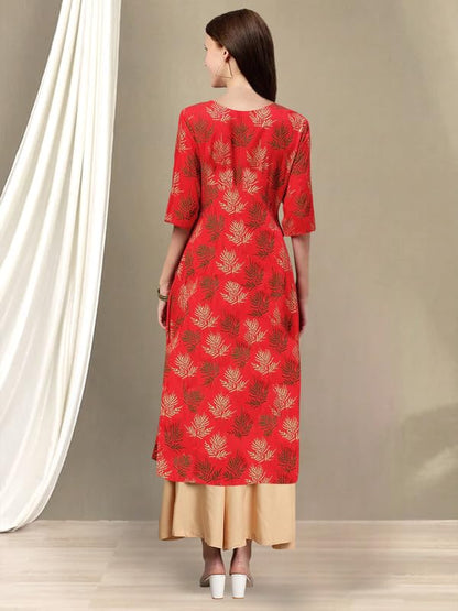 Pinkmint WomenS Cotton KurtiS L Fancy Printed Kurta L Regular Home Wear L Printed Cotton Kurti (Pack Of 1) Red