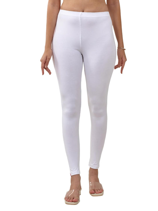 Lyra Women Solid Premium Cotton Ankle length Leggings | Mid-Waist | Fashionwear