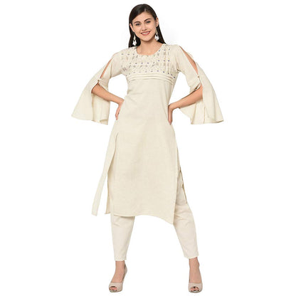 ZIYAA Women's White Color Straight Foil Print Kurta (ZIKUFX2491)