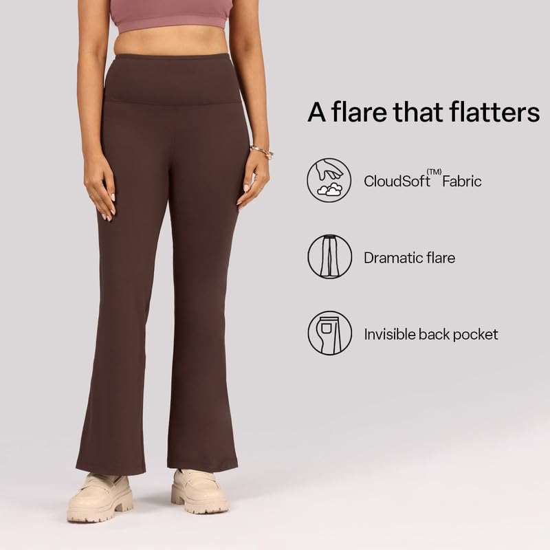 BlissClub Ultimate Flare Pants Lite for Women Above 55 ft Tall | High Waist Trousers and Formal Pants for Office wear | Comfort