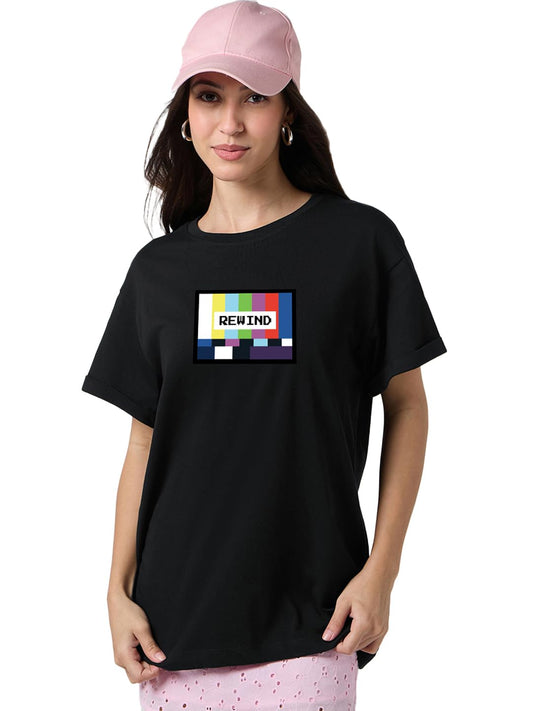 Bewakoof WomenS Embroidered Boyfriend Fit Half Sleeve Round Neck Pure Cotton T-Shirt_1004244_Black_M