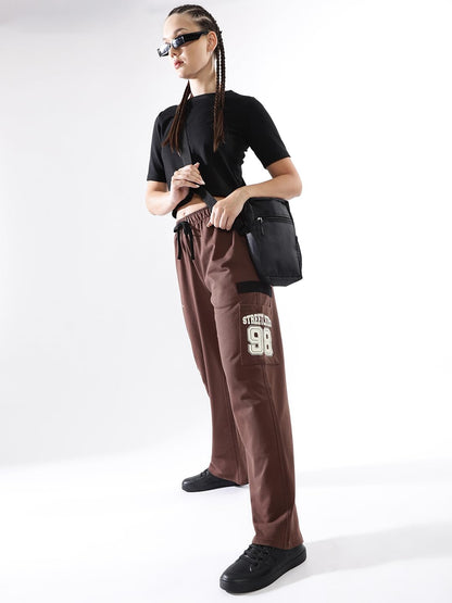 Hubberholme Women Printed Jogger High-Rise Casual Track Pants 17 Coffee Brown
