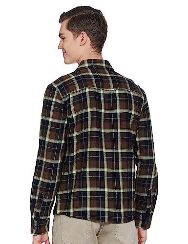 The Indian Garage Co Green Regular Fit Cutaway Collar Checkered Long Sleeves Shirt