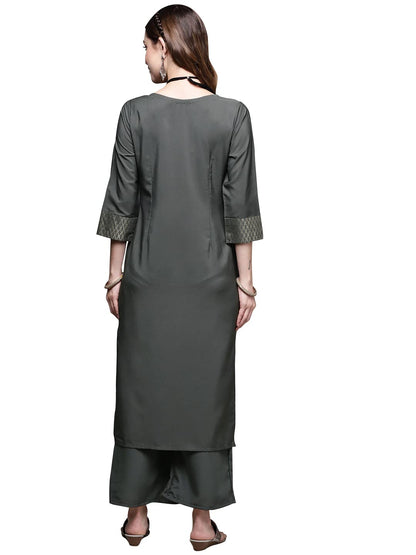ZIYAA Women Women's Dark Grey Color Straight Kurta And Palazzo Set