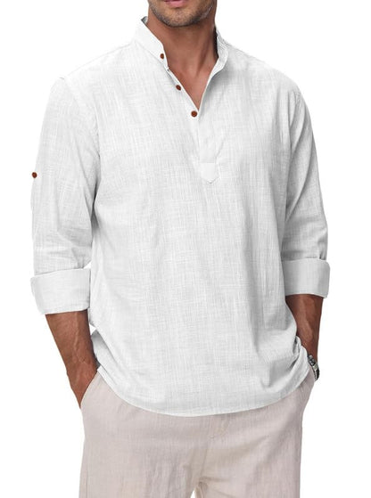 ROYALSCOUT Mens Cotton Polyester Blend Solid Regular Fit Full Sleeve Short Kurta White