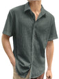 Tee Projekt Mens Popcorn Shirt Texture Pattern Mens Casual Shirt Half Sleeves Goa Beach Summer Shirt Olive