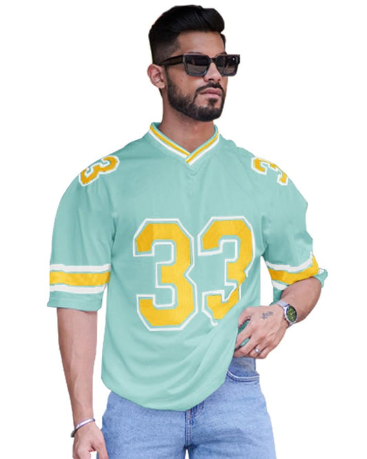 Eyebogler Oversized Loose Fit Drop Shooulder 3/4Th Sleeves Cotton Blend Baggy Printed T-Shirt For Men