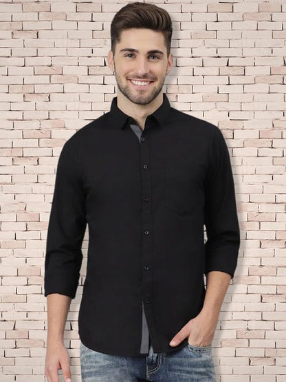 Tee Projekt Cotton Spread Collar Long Sleeve Shirt for Men Formal Shirt Casual Men Shirt