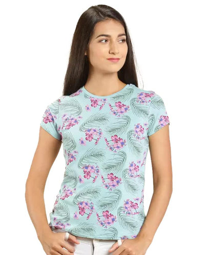 Lyra Pure Cotton Round Neck Printed T-Shirt For Women