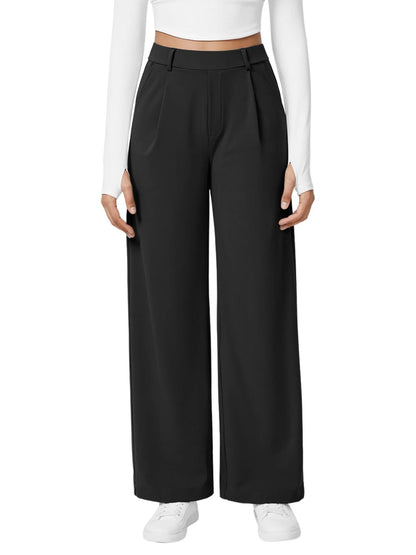 ADDYVERO High Waisted Side Pocket Straight Leg Work Pants Black