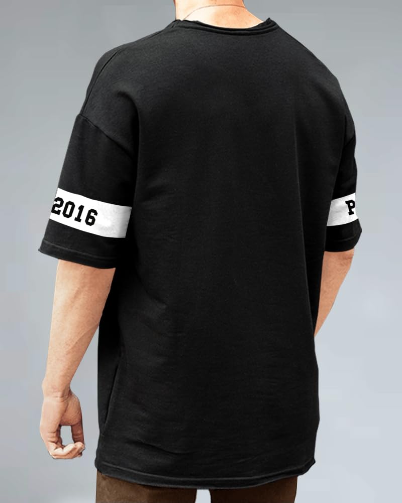 Noble Monk Hooded Neck T-Shirt For Men Black White