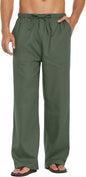 CB-COLEBROOK Mens Casual Linen Pants Elastic Waist Pants Drawstring Summer Beach Yoga Linen Trouser | Loose Fit Track Pants (in,