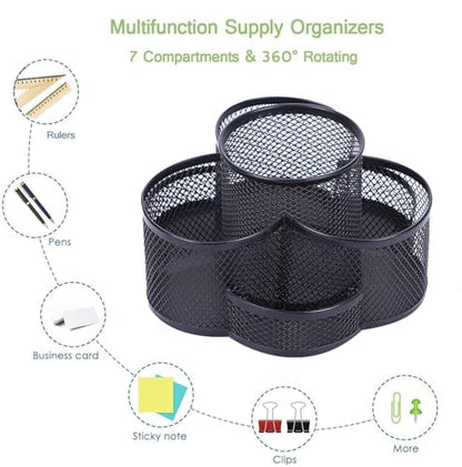 YAJNAS Bileder Metal Stationery Items Organizer for Office and Home Table Top Pen Pencil Holder | Desk Organiser Or Study, Makeu