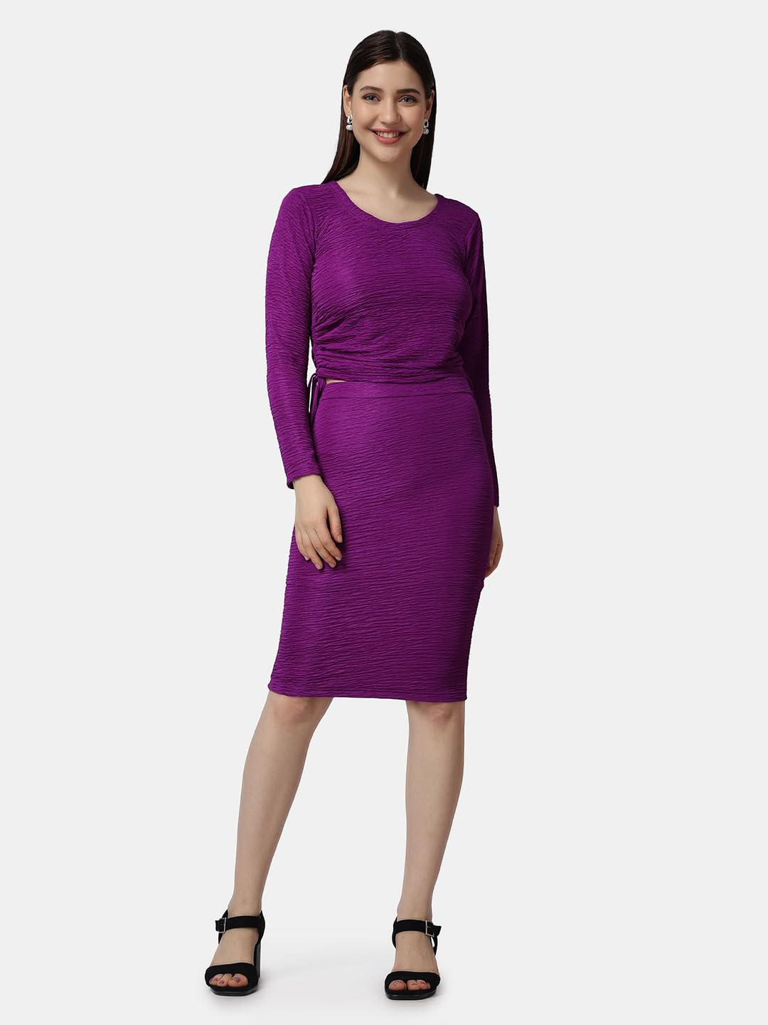 POPWINGS Casual Solid Skirt and Top Co-Ord Set for Women | Stylish Skirt Co-ord Sets for Women | Crop Top and Skirt Set for Wome