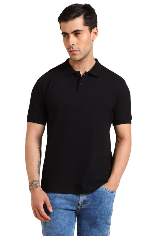 Dennis Lingo MenS Slim Fit Black Solid Polo T-Shirt