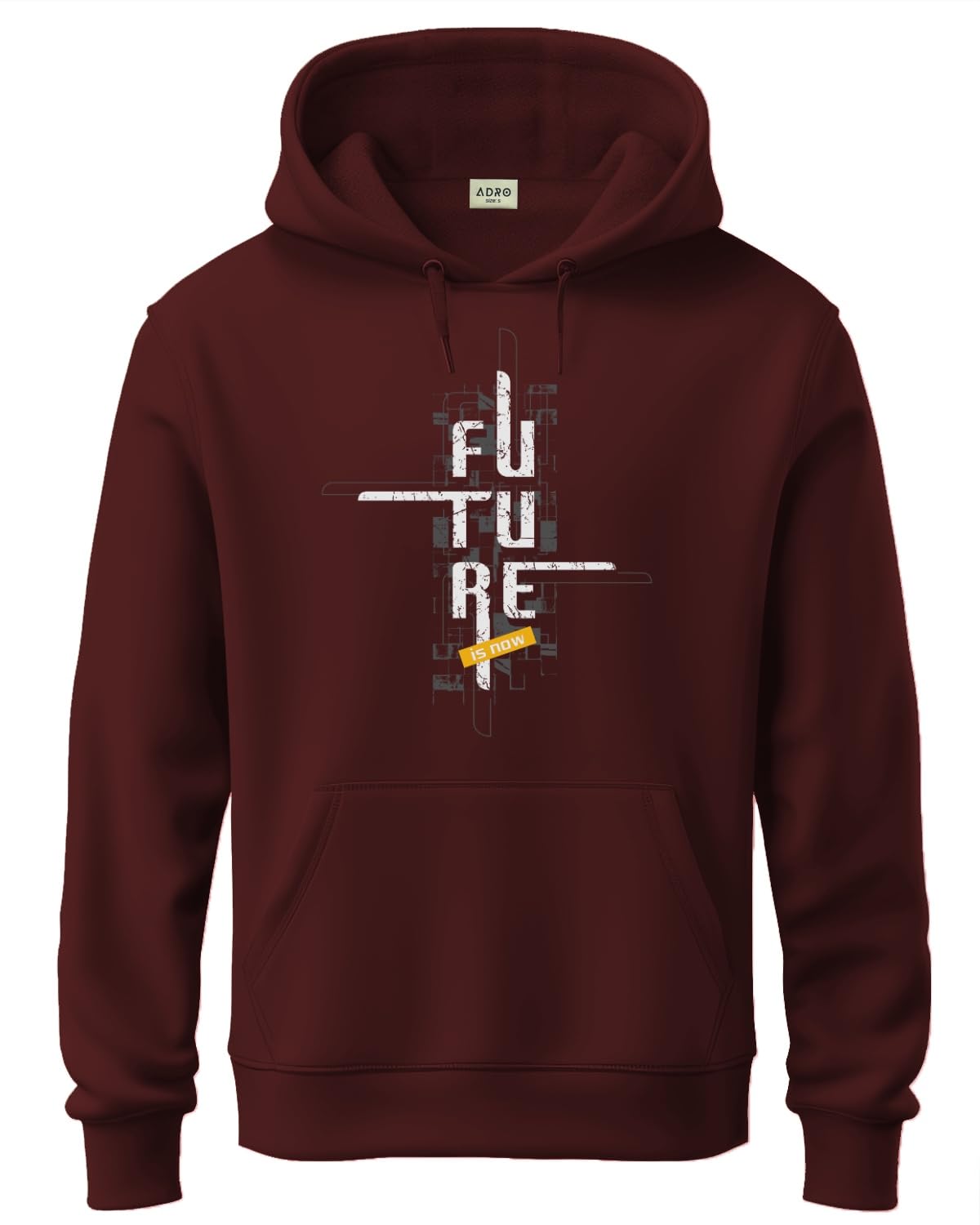 ADRO Men's Cotton Blend Neck Hooded Sweatshirt (H24-FTR-MR)