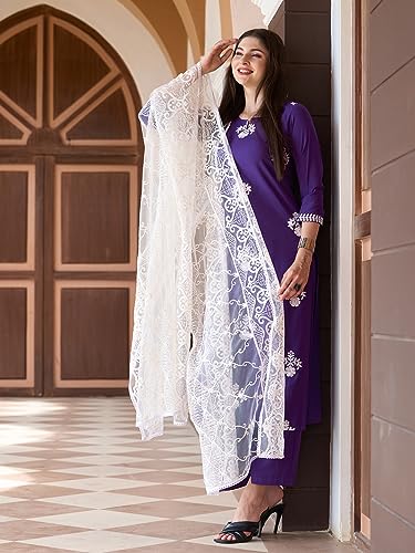 ANNI DESIGNER Women's Cotton Blend Casual Style Kurta With Pant