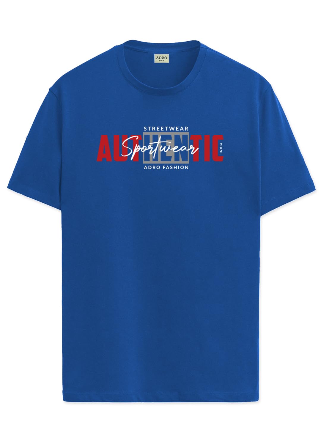 ADRO Men's Graphic Printed 100% Cotton T-Shirt - Regular Fit, Printed T-Shirts for Men (RN24-SPT-RB_Royal Blue)