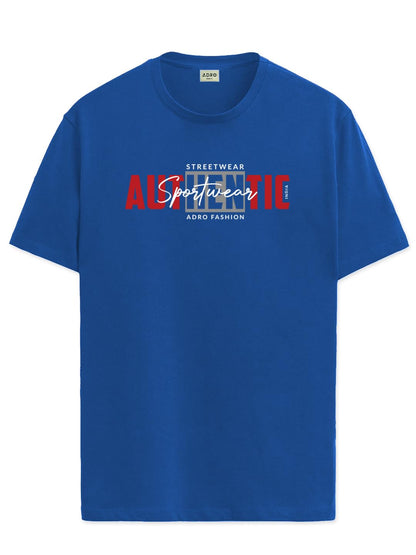 ADRO Men's Graphic Printed 100% Cotton T-Shirt - Regular Fit, Printed T-Shirts for Men (RN24-SPT-RB_Royal Blue)