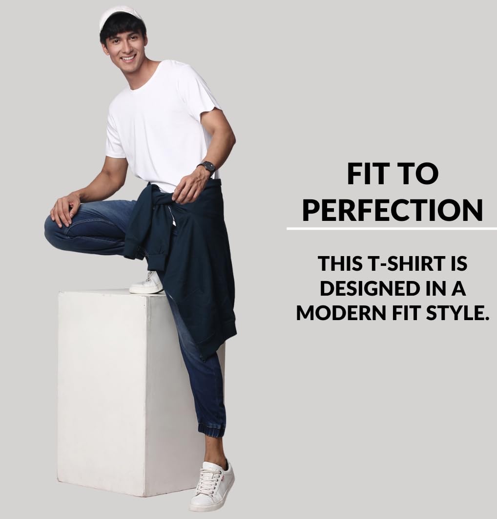 ADRO Men's Solid Regular Fit T-Shirt (RCM2-PLN)