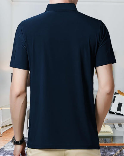 Eyebogler MenS Trendy Polo Neck Half Sleeves Teal Blue Printed T-Shirt