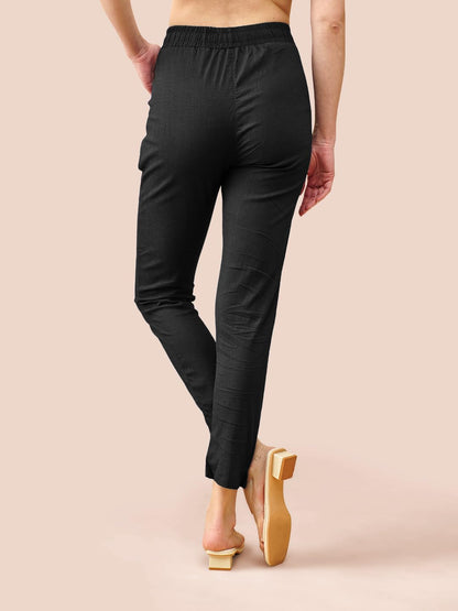 Lyra Cotton Pant For Women  Stylish & Comfortable Slub Cotton Blend With Lycra | Plus Fit | Cross Pocket Design | Color Lock Tec