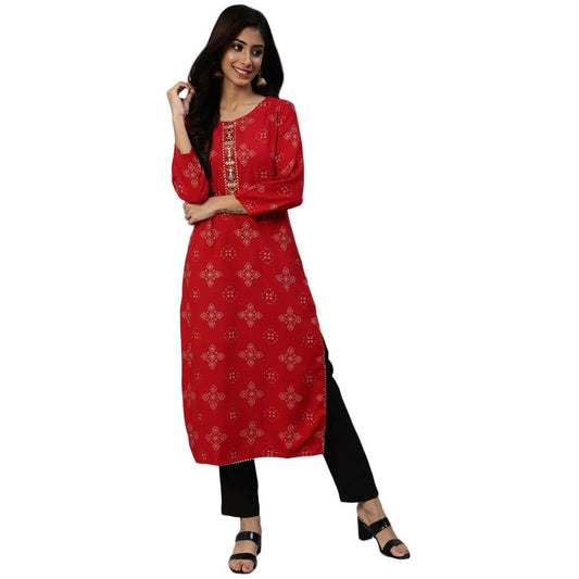 anubhutee Women's Rayon Kurta with Palazzo Set