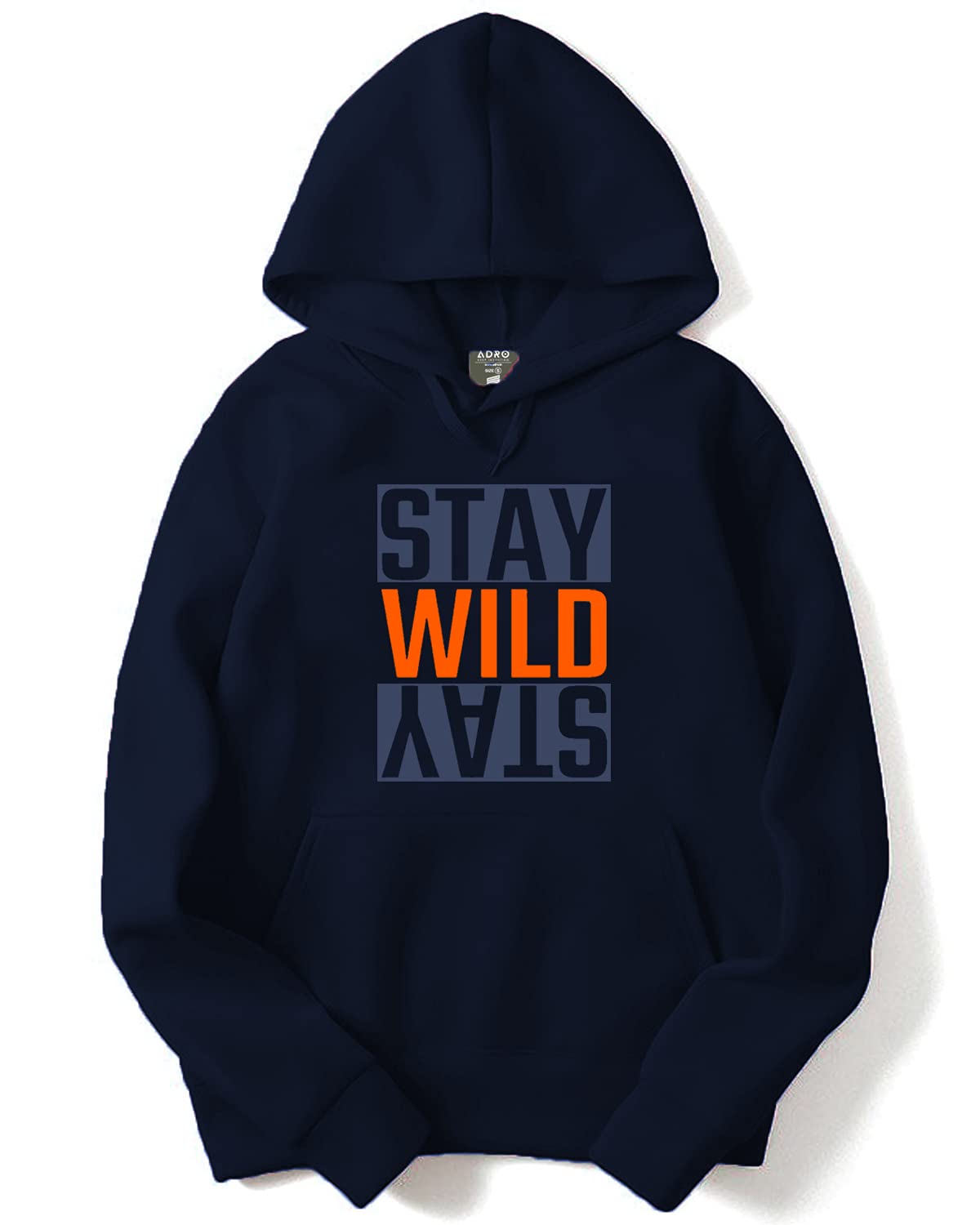 ADRO Men's Cotton Neck Hooded Sweatshirt (H21-M-WILD-NB_Navy)