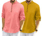 Royalscout MenS Cotton Polyester Blend Solid Regular Fit Full Sleeve Short Kurta | Ethnic, Lightweight Summer Kurta For Daily &