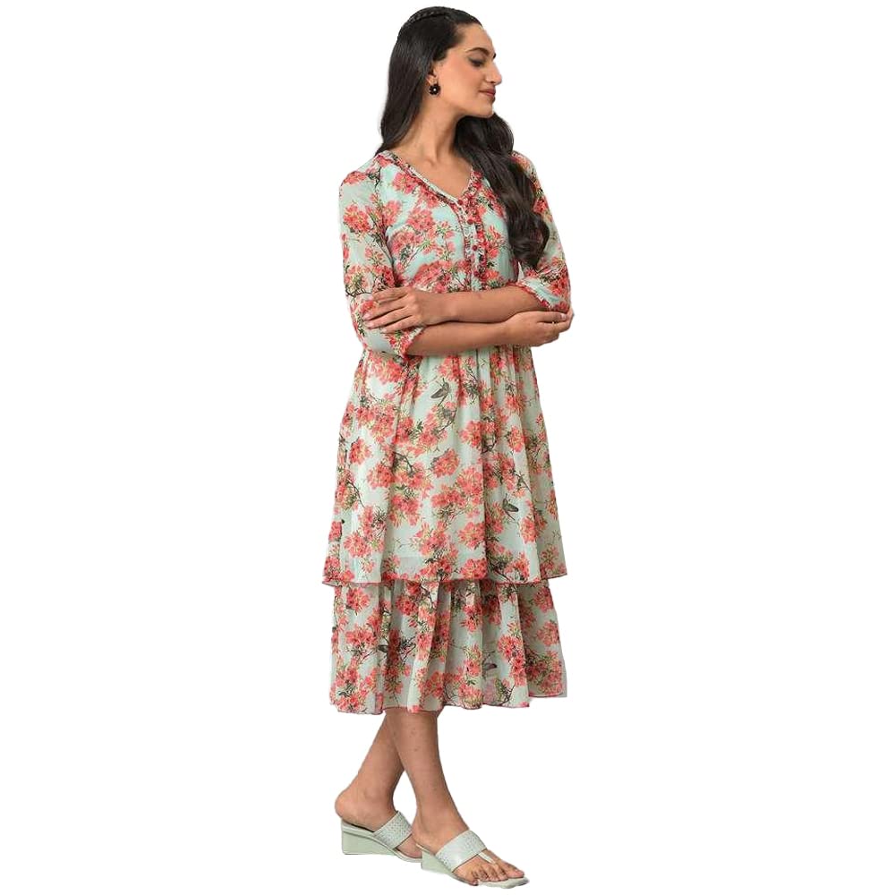 Aurelia WomenS Polyester Fit And Flare Midi Dress (23Fea13872-506467_Blue