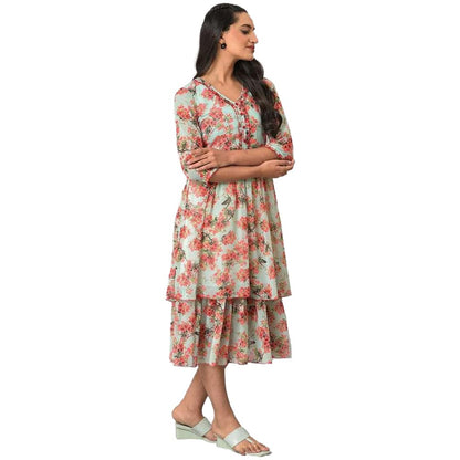 Aurelia WomenS Polyester Fit And Flare Midi Dress (23Fea13872-506467_Blue