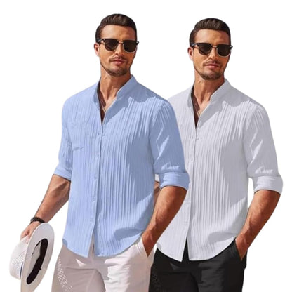 Leriya Fashion Casual Textured Button Down Regular Fit Shirts Long Sleeve Shirt For Men (Available In Plus Size And Combo Pack O