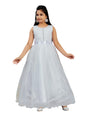 Aarika Girls White Colour Solid Net Gown (3-9 Years)