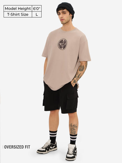 The Souled Store Official Deadpool: The Cavillrine Men and Boys Short Sleeves Round Neck Brown Graphic Printed Cotton Oversized