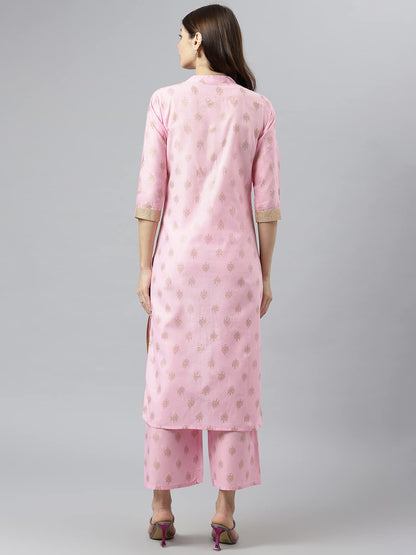 ANNI DESIGNER Women's Polycotton Straight Printed Kurta with Palazzo (Kinju)