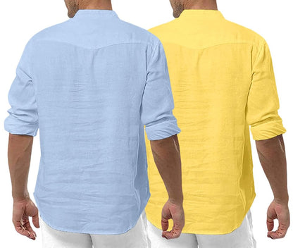 Royalscout MenS Cotton Polyester Blend Solid Regular Fit Full Sleeve Short Kurta | Ethnic, Lightweight Summer Kurta For Daily &